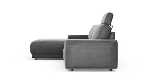 Ecksofa Balok - Longchair groß links mit 2,5-Sitzer, inkl. Relaxfunktion (motorisch) und Kopfstütze, Stoff, Anthrazit