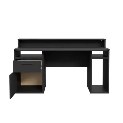 Schreibtisch FJODOR - mit Beleuchtung, Schwarz matt