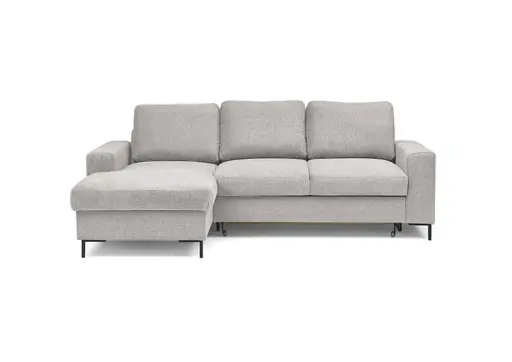 Ecksofa - Longchair links mit 2-Sitzer, Stoff, Silbergrau