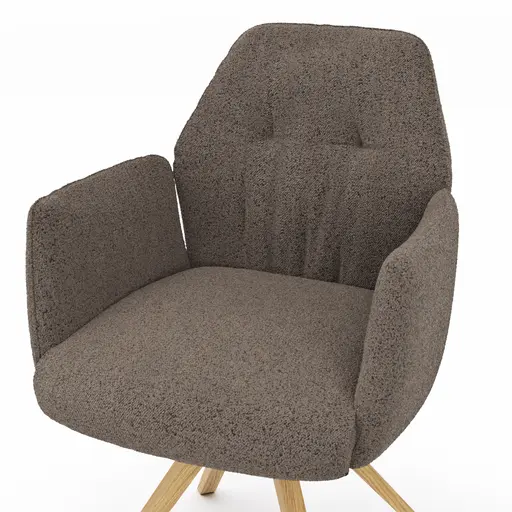 Armlehnstuhl Nashville - drehbar, Stoff, Dunkelbraun