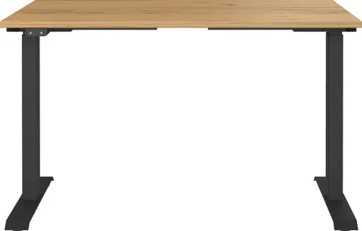 Schreibtisch GELI - höhenverstellbar, LB ca. 120x80 cm, Eiche Nachbildung, Schwarz