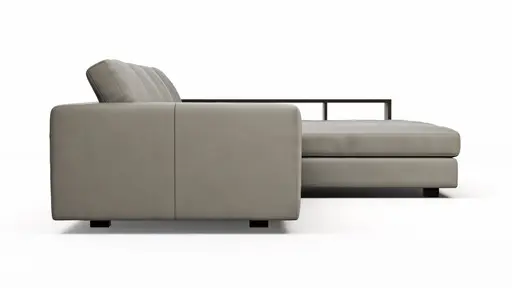 Ecksofa Aprino 1 - 2,5-Sitzer mit Longchair rechts, Leder, Grau