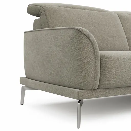 Ecksofa Amadena - 2-Sitzer mit Longchair rechts inkl. Kopfteilverstellung, Stoff, Limone