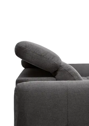 Ecksofa MADAN - 1,5-Sitzer mit Longchair rechts, Sitztiefe verstellbar motorisch, Kopfteil verstellbar, Stoff, Graphite