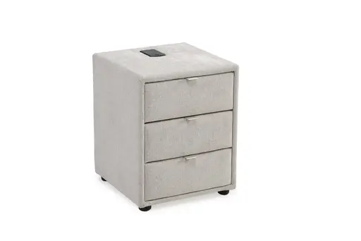 Nachttisch- Inkl. Ladeport, Stoff, Hellgrau
