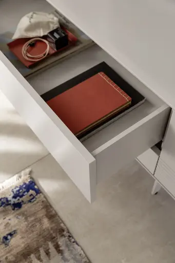 Wohnwand Colore - mit Beleuchtung, Lack, Kaschmir, Sandbeere