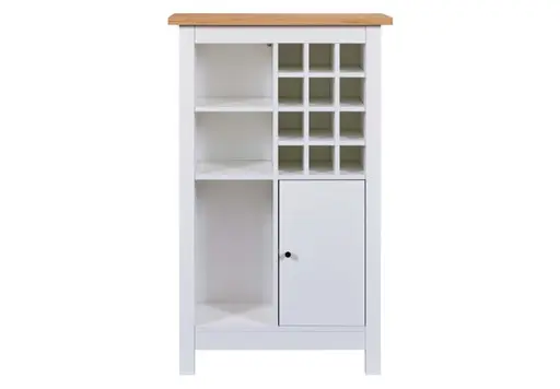 Weinschrank - B ca. 76 cm, Weiß, Artisan Eiche Nachbildung