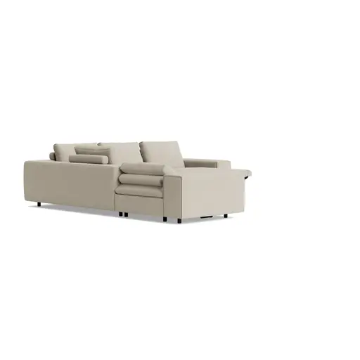 Ecksofa Sorano - Ecke links, 2-Sitzer, inkl. Relaxfunktion und motorischen Sitzvorzug, Stoff, Graubeige