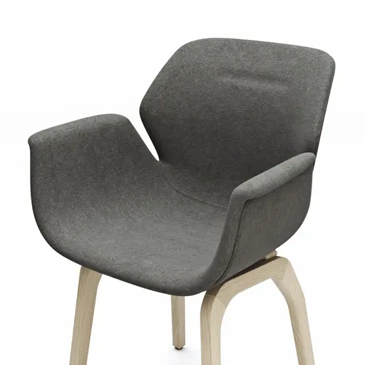 Armlehnstuhl Tooon - Stoff Dunkelgrau, Gestell Holz