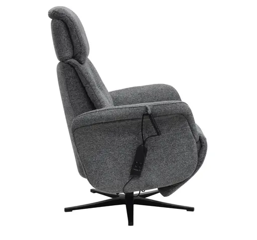 TV-Sessel MARLON - drehbar, Relaxfunktion, Kopfteilverstellung, Stoff, Graublau