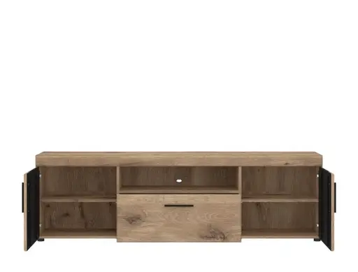 Lowboard- Eiche Dekor, Dunkelgrau