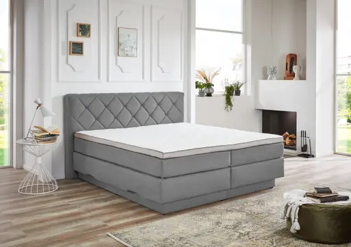Boxspringbett- Liegefläche ca. 180x200 cm, Stoff, Grau