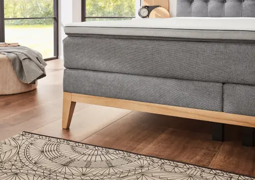 Boxspringbett- Liegefläche ca. 180x200 cm, Stoff, Hellgrau