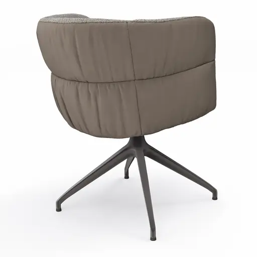 Armlehnstuhl Milana - drehbar, Leder Grau, Stoff Graubraun