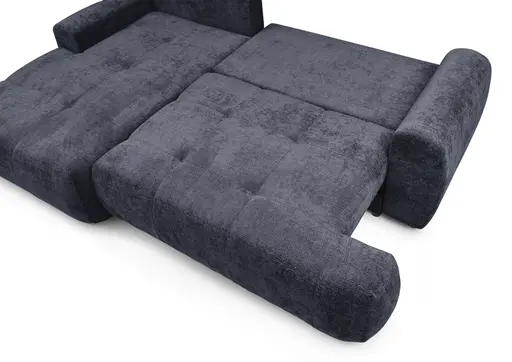 Ecksofa - Longchair links mit 2-Sitzer, Stoff, Dunkelblau