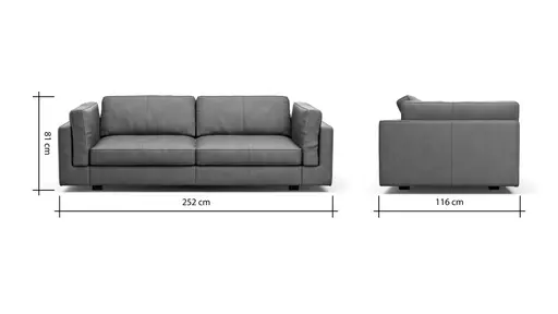 Sofa Aprino 3 - 3,5-Sitzer L, Dickleder, Cognac, Armlehne Kissen