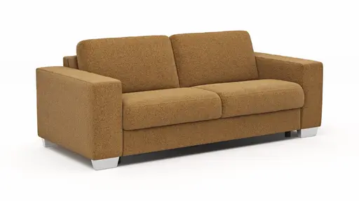 Sofa Nuoro - 2,5-Sitzer inkl. Schlaffunktion, Armlehne breit, Stoff, Cognac