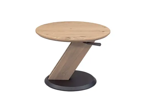 Couchtisch - höhenverstellbar, Durchmesser 55 cm, Wildeiche
