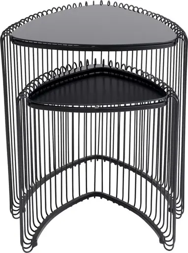 Beistelltisch-Set- Metall, Schwarz