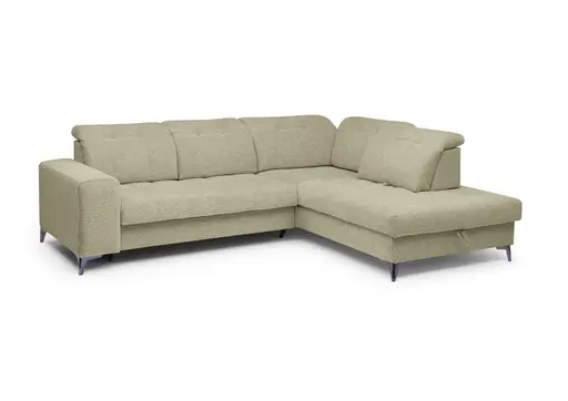 Ecksofa -2-Sitzer mit Ecke rechts, Kopfteil verstellbar, Sitztiefe verstellbar motorisch, Stoff, Sand