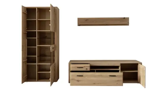 Wohnwand - Balkeneiche, massiv