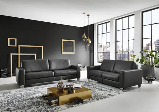 Sofa - 3-Sitzer, Leder, Anthrazit