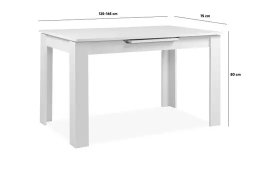 Esstisch - ausziehbar, LB ca. 125x80 cm, Weiß