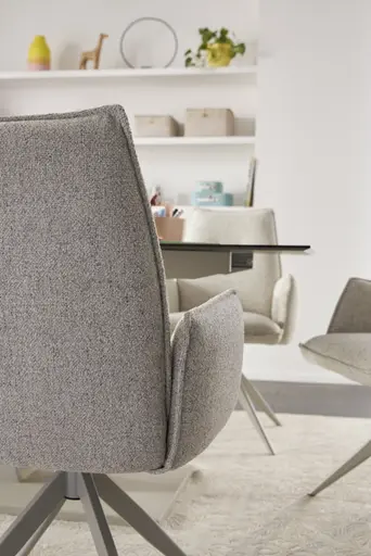 Armlehnstuhl Dinner - drehbar, Stoff, Champagner