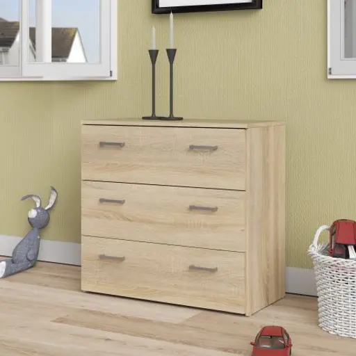 Kommode - B ca. 74 cm, Eiche Struktur Nachbildung