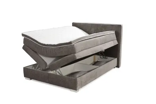 Boxspringbett JEANETTE- Liegefläche ca. 140x200 cm, Stoff, Graubeige
