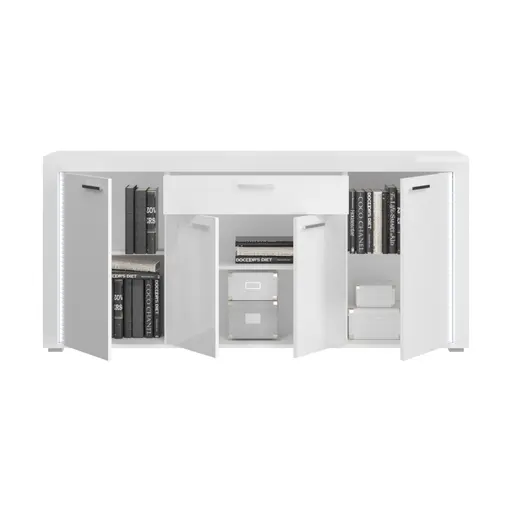 Sideboard - mit Beleuchtung, B ca. 182 cm, Weiß, Weiß Hochglanz