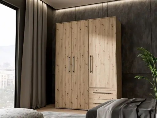 Drehtürenschrank FATHIE- B ca. 144 cm, Eiche Dekor Artisan