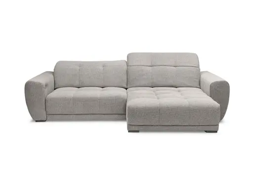 Ecksofa -2-Sitzer mit Longchair rechts, Kopfteil verstellbar, Sitztiefe verstellbar motorisch, Stoff, Taupe