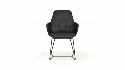 Armlehnstuhl Pegara - Leder, Schwarz, Kufe