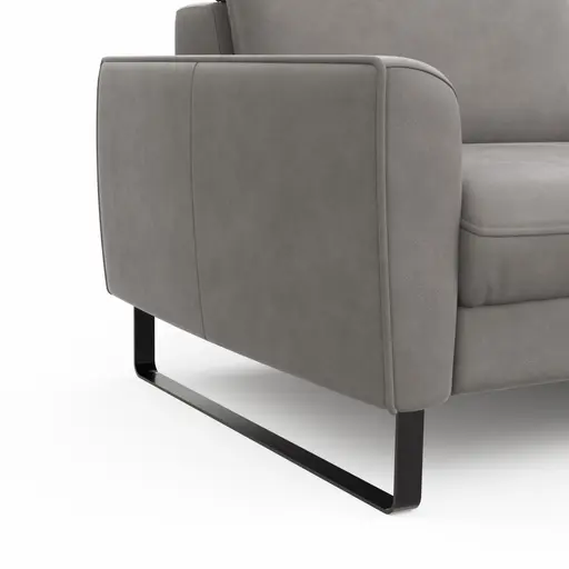 Sofa Avela - 2-Sitzer inkl. Kopfteil verstellbar, Leder, Steingrau