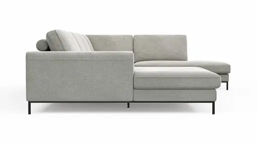 Wohnlandschaft Solano - Longchair Links, 2-Sitzer, Ecke Rechts, Stoff, Hellgrau