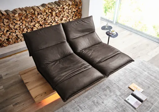 Sofa - 2-Sitzer, Relaxfunktion motorisch, Leder, Schoko