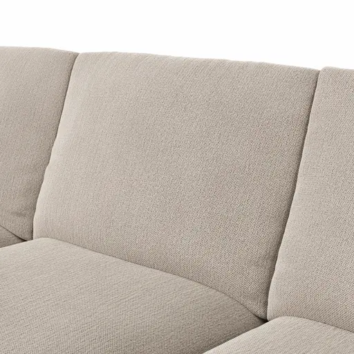 Ecksofa Stormy - Longchair links mit 2,5-Sitzer, Stoff, Creme