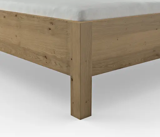 Bett Viana - Liegefläche ca. 200x200 cm, Balkeneiche furniert, Kunstleder Anthrazit