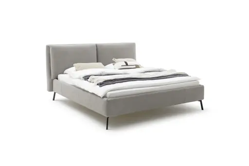 Polsterbett Farenza - Liegefläche ca. 180x200 cm, Leder, Silbergrau