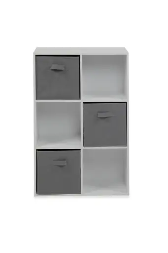 Regal - inkl. Stoffboxen, B ca. 60 cm, Weiß, Grau