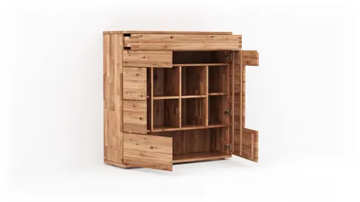 Highboard Cartago Soft - Astbuche massiv, natur geölt