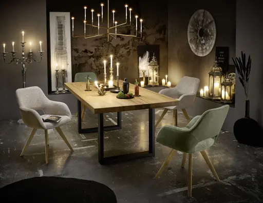 Esstisch - LB ca. 200x100 cm, Zerreiche massiv geölt, Schwarz