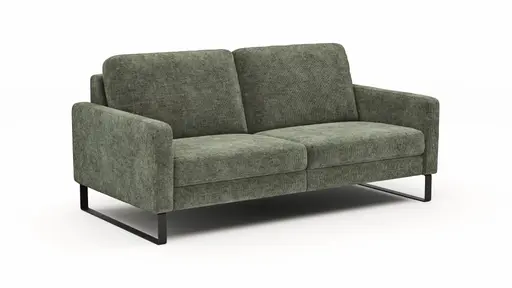 Sofa Enna - 3-Sitzer, Armlehne A, Stoff, Olivgrün, Kufe, Schwarz