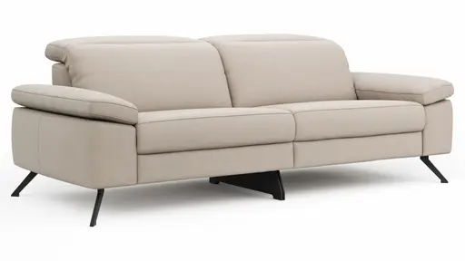 Sofa Rafaela 2.0 - 2,5-Sitzer inkl. 1x Relaxfunktion und Kopfteile verstellbar, Leder, Champagner