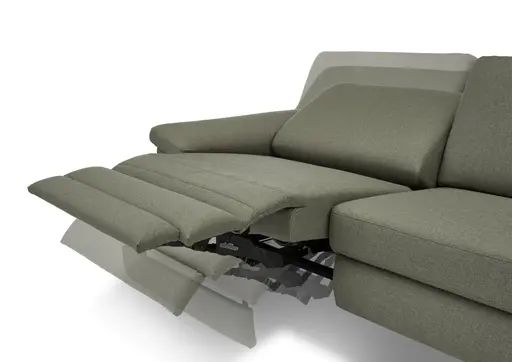 Sofa CALM PLUS 2.0 - 3-Sitzer, Relaxfunktion teilmotorisch inkl. Kopftstütze, Stoff, Olive
