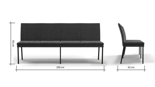 Polsterbank Saragossa - Breite ca. 200 cm, Stoff, Moos