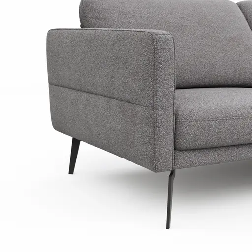 Ecksofa Estrela - 2,5-Sitzer mit Longchair rechts inkl. Rücken-/Armlehnenverstellung, Stoff, Grau