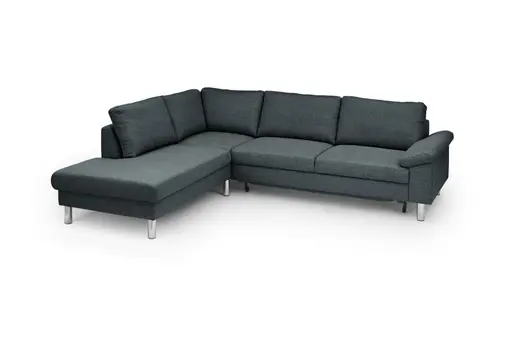 Ecksofa COOL - Ecke links mit 2,5-Sitzer, Querschläfer, Stoff, Anthrazit