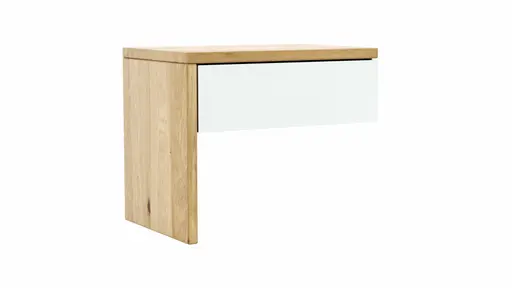 Anstellnachtkonsole New Jersey - Links, Wildeiche massiv geölt, Weißglas